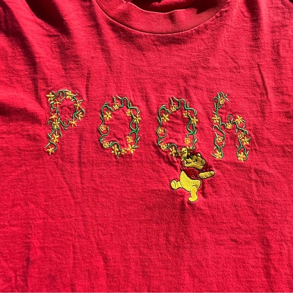 Vintage Disney Winnie The Pooh Short Sleeve T-shirt Red and Yellow - Picture 3 of 5